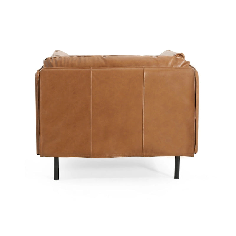 Modern Upholstered Accent Chair – Grey / Brown, Metal Legs, Includes Pillow, Single