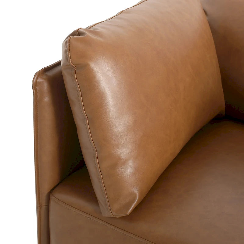 Modern Upholstered Accent Chair – Grey / Brown, Metal Legs, Includes Pillow, Single