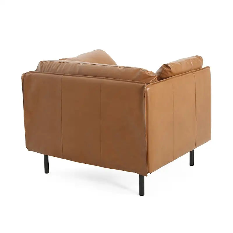 Modern Upholstered Accent Chair – Grey / Brown, Metal Legs, Includes Pillow, Single