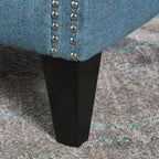 High Back Button Tufted Accent Chair – Blue, Nailhead Trim, Antique Style, Single