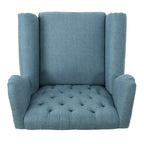 High Back Button Tufted Accent Chair – Blue, Nailhead Trim, Antique Style, Single