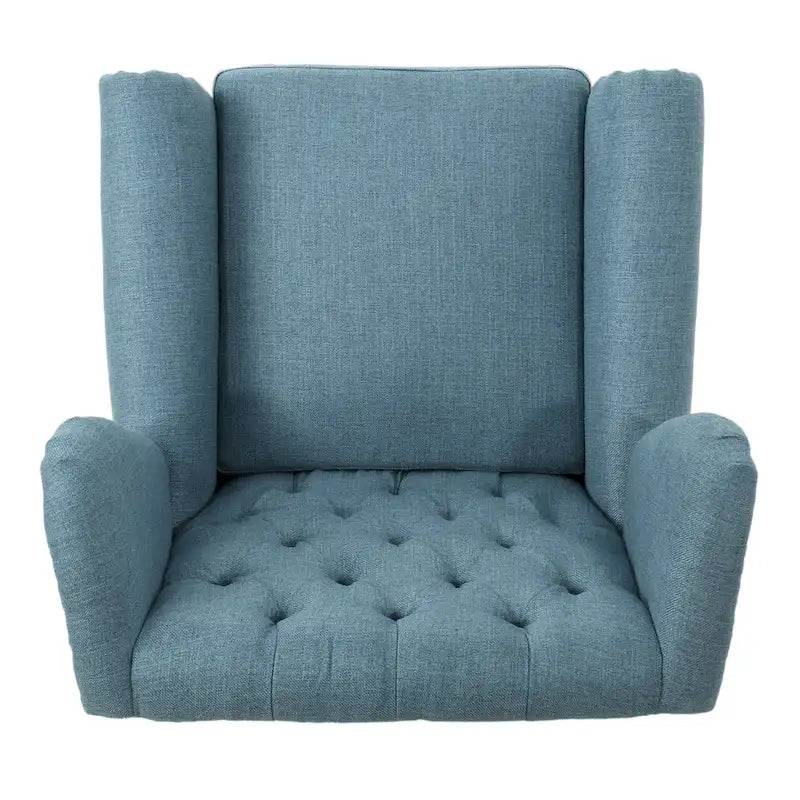 High Back Button Tufted Accent Chair – Blue, Nailhead Trim, Antique Style, Single