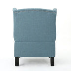 High Back Button Tufted Accent Chair – Blue, Nailhead Trim, Antique Style, Single