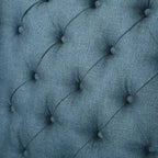 High Back Button Tufted Accent Chair – Blue, Nailhead Trim, Antique Style, Single