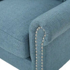 High Back Button Tufted Accent Chair – Blue, Nailhead Trim, Antique Style, Single