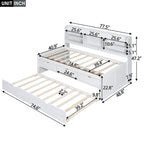 Twin Captain Bed with Bookcase Headboard, 3 Drawers & Trundle – Gray / White / Antique Gray, Pine & MDF, Single