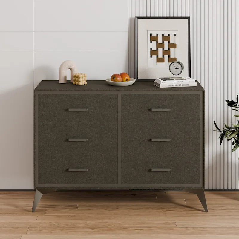 Fabric Drawer Dresser – Beige (4-Drawer) / Brown (6-Drawer), Metal Frame, MDF-Supported, Single