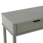 Handmade 2-Drawer Console Table – Grey, Ribbed Front, Black Handles, Fixed Shelf, Single