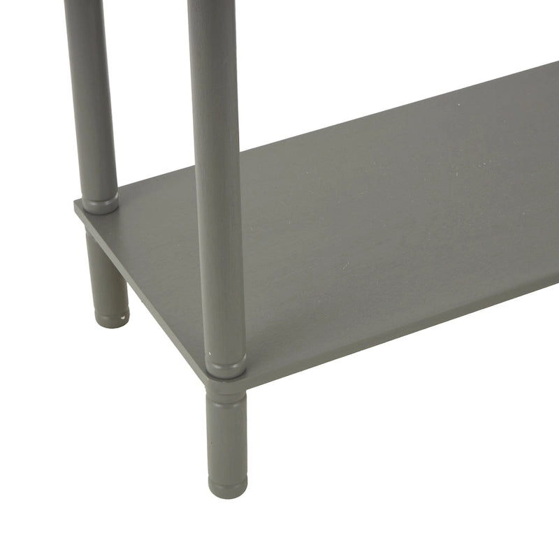 Handmade 2-Drawer Console Table – Grey, Ribbed Front, Black Handles, Fixed Shelf, Single