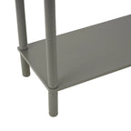 Handmade 2-Drawer Console Table – Grey, Ribbed Front, Black Handles, Fixed Shelf, Single