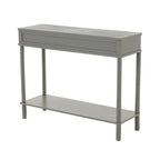 Handmade 2-Drawer Console Table – Grey, Ribbed Front, Black Handles, Fixed Shelf, Single
