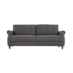 Transitional Button Tufted Sofa – Grey / Beige / Blue / Camel, Nail Head Trim, Rolled Arms, Seats 3