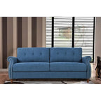 Transitional Button Tufted Sofa – Grey / Beige / Blue / Camel, Nail Head Trim, Rolled Arms, Seats 3