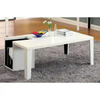 48" High Gloss Storage Coffee Table – Black / White / Red, Duotone, Tapered Legs, Single