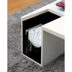 48" High Gloss Storage Coffee Table – Black / White / Red, Duotone, Tapered Legs, Single