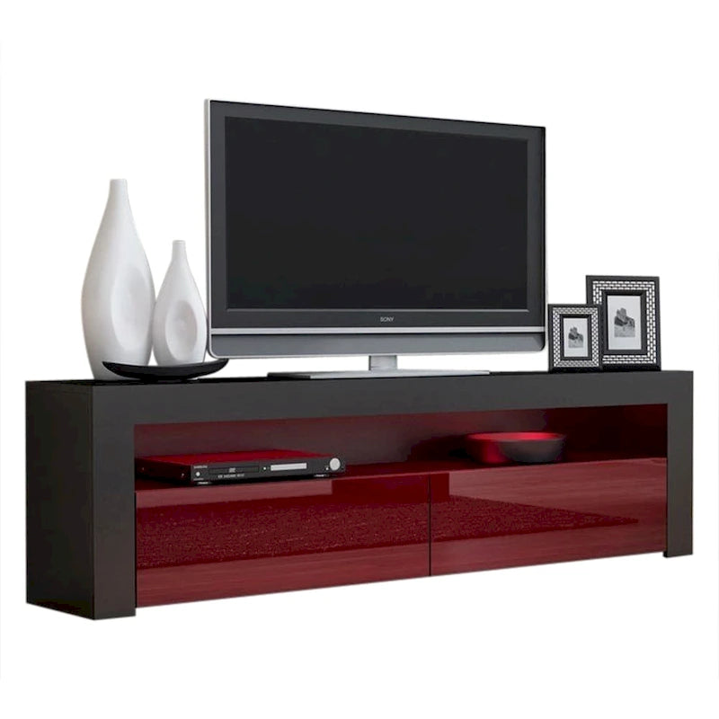 63" TV Stand with 16-Color LED Lights – High Gloss, 19 Color Options, Fits up to 70" TV, Single
