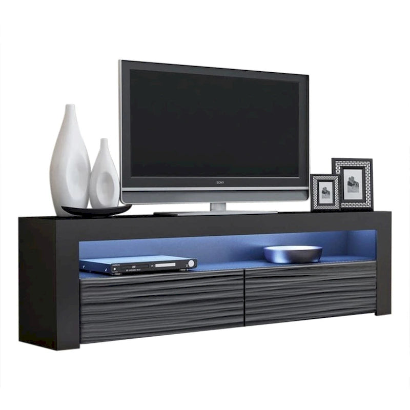 63" TV Stand with 16-Color LED Lights – High Gloss, 19 Color Options, Fits up to 70" TV, Single