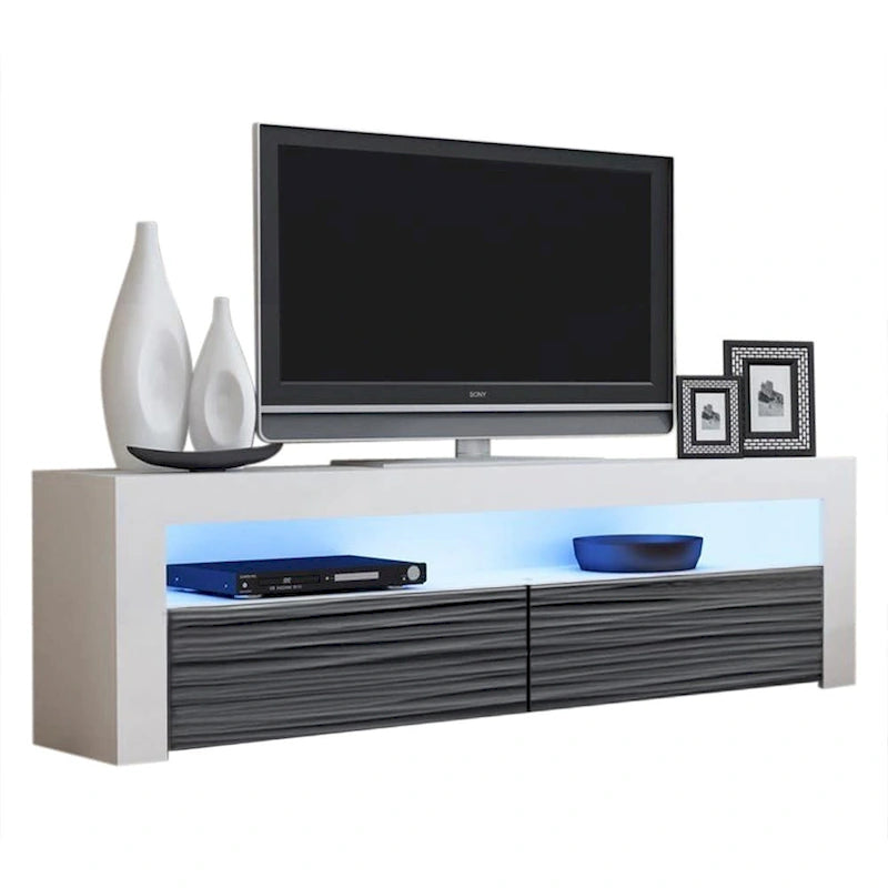63" TV Stand with 16-Color LED Lights – High Gloss, 19 Color Options, Fits up to 70" TV, Single