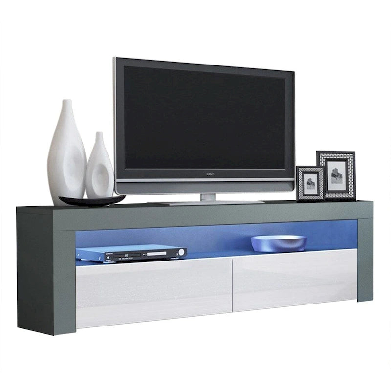 63" TV Stand with 16-Color LED Lights – High Gloss, 19 Color Options, Fits up to 70" TV, Single