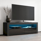 63" TV Stand with 16-Color LED Lights – High Gloss, 19 Color Options, Fits up to 70" TV, Single