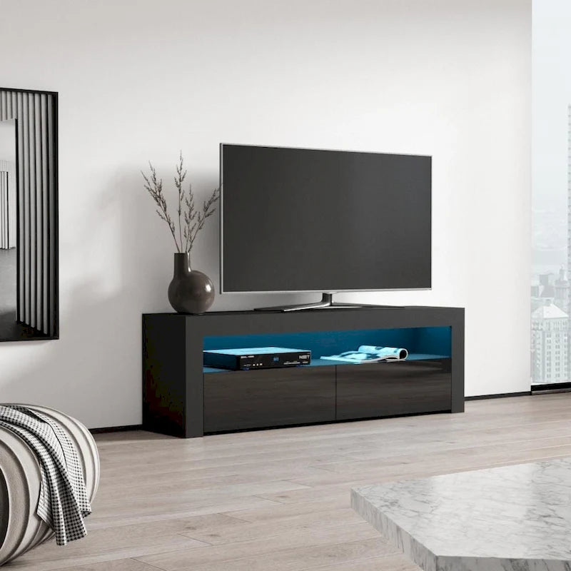 63" TV Stand with 16-Color LED Lights – High Gloss, 19 Color Options, Fits up to 70" TV, Single