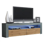 63" TV Stand with 16-Color LED Lights – High Gloss, 19 Color Options, Fits up to 70" TV, Single