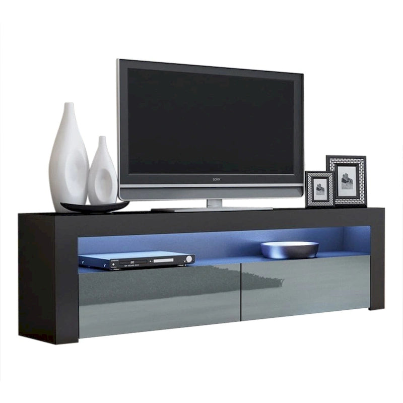 63" TV Stand with 16-Color LED Lights – High Gloss, 19 Color Options, Fits up to 70" TV, Single