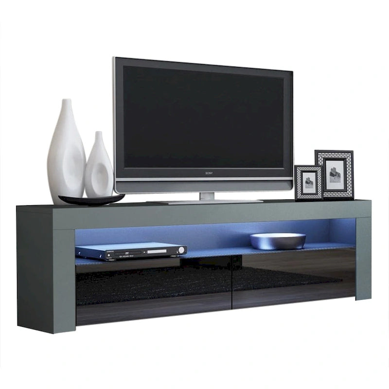 63" TV Stand with 16-Color LED Lights – High Gloss, 19 Color Options, Fits up to 70" TV, Single
