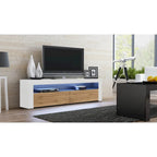 63" TV Stand with 16-Color LED Lights – High Gloss, 19 Color Options, Fits up to 70" TV, Single