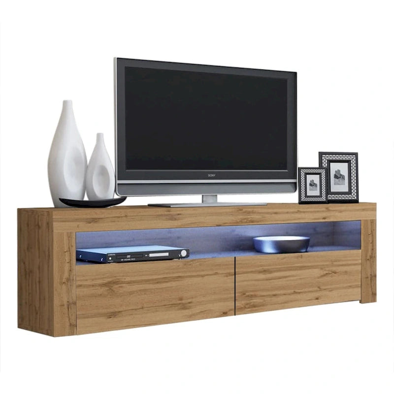63" TV Stand with 16-Color LED Lights – High Gloss, 19 Color Options, Fits up to 70" TV, Single