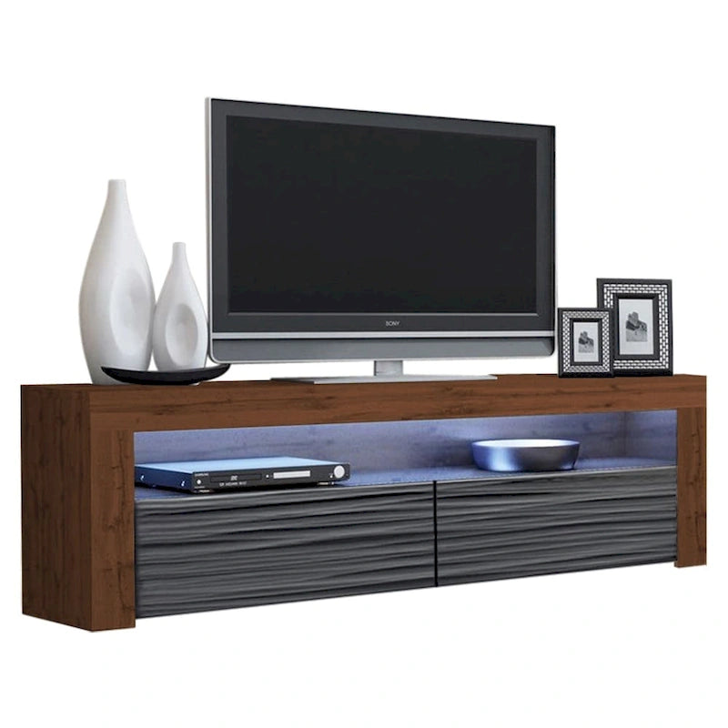 63" TV Stand with 16-Color LED Lights – High Gloss, 19 Color Options, Fits up to 70" TV, Single