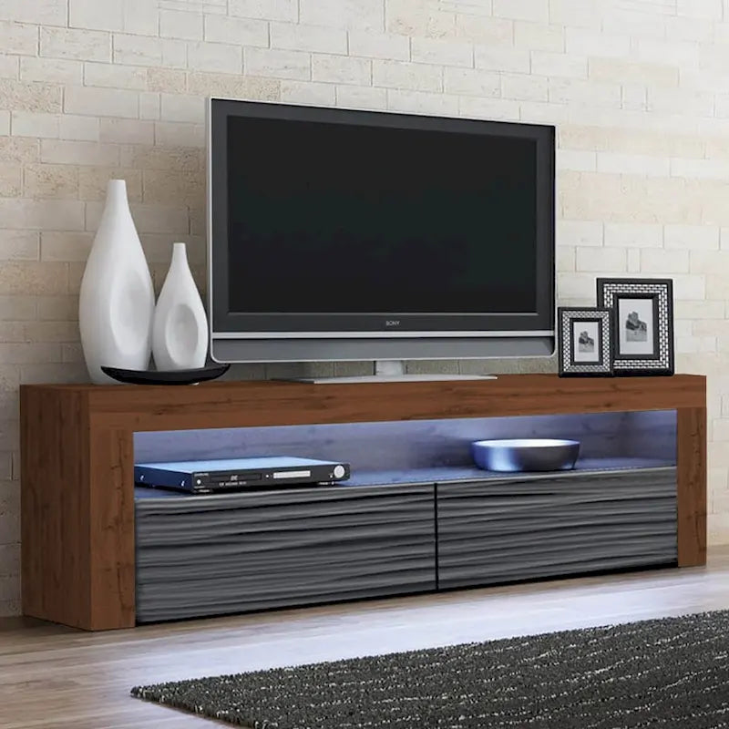 63" TV Stand with 16-Color LED Lights – High Gloss, 19 Color Options, Fits up to 70" TV, Single