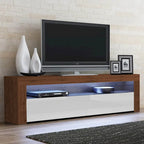 63" TV Stand with 16-Color LED Lights – High Gloss, 19 Color Options, Fits up to 70" TV, Single
