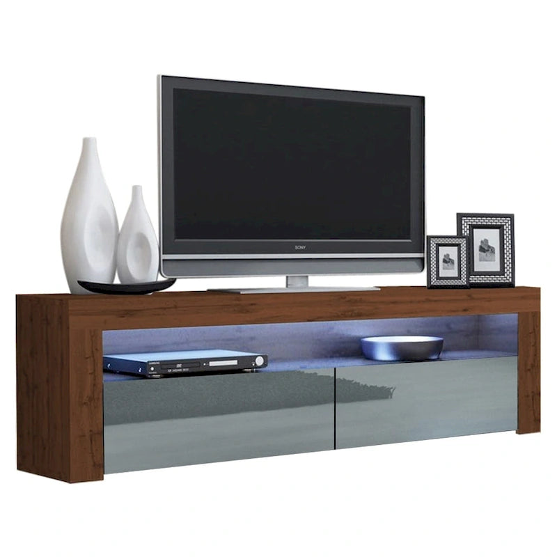 63" TV Stand with 16-Color LED Lights – High Gloss, 19 Color Options, Fits up to 70" TV, Single