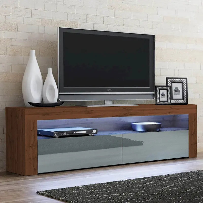 63" TV Stand with 16-Color LED Lights – High Gloss, 19 Color Options, Fits up to 70" TV, Single
