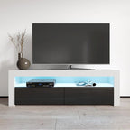 63" TV Stand with 16-Color LED Lights – High Gloss, 19 Color Options, Fits up to 70" TV, Single