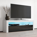 63" TV Stand with 16-Color LED Lights – High Gloss, 19 Color Options, Fits up to 70" TV, Single