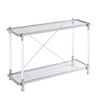 2-Tier Tempered Glass Console Table – Gold / Chrome, Steel & Acrylic Frame, Modern Style, Single