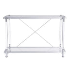 2-Tier Tempered Glass Console Table – Gold / Chrome, Steel & Acrylic Frame, Modern Style, Single
