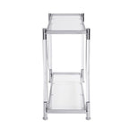 2-Tier Tempered Glass Console Table – Gold / Chrome, Steel & Acrylic Frame, Modern Style, Single
