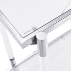 2-Tier Tempered Glass Console Table – Gold / Chrome, Steel & Acrylic Frame, Modern Style, Single