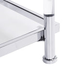 2-Tier Tempered Glass Console Table – Gold / Chrome, Steel & Acrylic Frame, Modern Style, Single