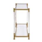 2-Tier Tempered Glass Console Table – Gold / Chrome, Steel & Acrylic Frame, Modern Style, Single