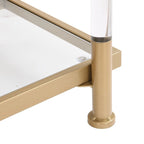 2-Tier Tempered Glass Console Table – Gold / Chrome, Steel & Acrylic Frame, Modern Style, Single