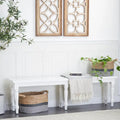 63" Slim Solid Wood Bench – White, Distressed Farmhouse Style, Seats 3, Fully Assembled