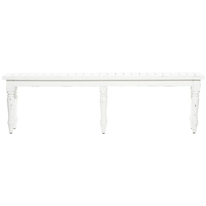 63" Slim Solid Wood Bench – White, Distressed Farmhouse Style, Seats 3, Fully Assembled