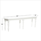 63" Slim Solid Wood Bench – White, Distressed Farmhouse Style, Seats 3, Fully Assembled