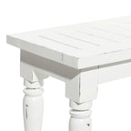 63" Slim Solid Wood Bench – White, Distressed Farmhouse Style, Seats 3, Fully Assembled