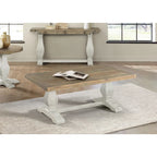 50" Solid Pine Coffee Table – Reclaimed Natural & White / Reclaimed Natural / Grey, Farmhouse Style, Single