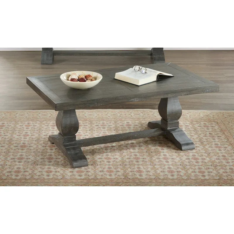 50" Solid Pine Coffee Table – Reclaimed Natural & White / Reclaimed Natural / Grey, Farmhouse Style, Single